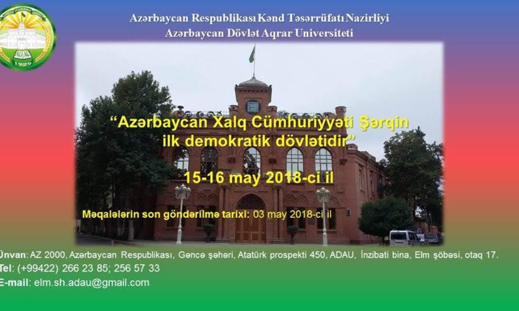 Şarkın İlk Demokratik Devleti Azerbaycan 100. Yılında